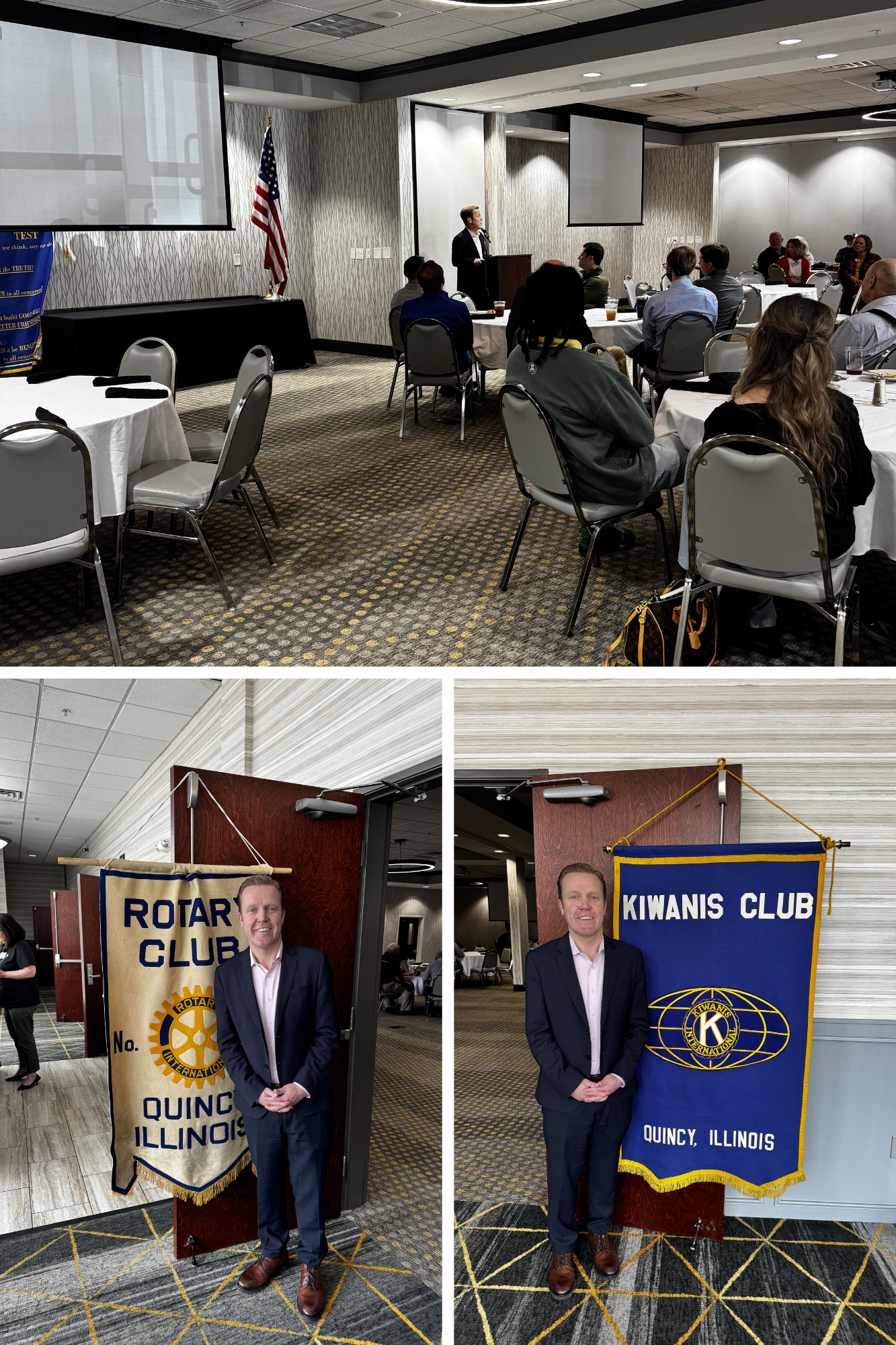 Rep. Moore Provides Springfield Update at Joint Kiwanis and Rotary Meeting in Quincy
